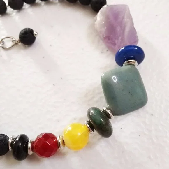 7 Chakra Bracelet ~ Balance Your Energy ~ Cool Calm & Collected Meditations 7-8" - Picture 5 of 9